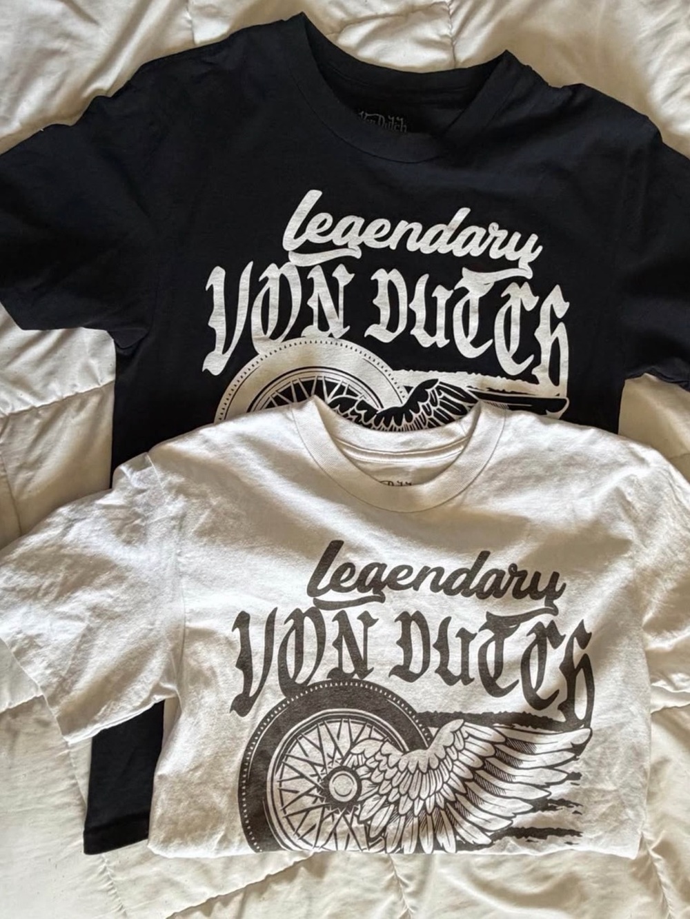 Men’s Von Dutch 'Legendary' Graphic Tee - Black and White (2pc)